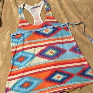 Enti Glamour Colorful Southwest Print Summer Tank Top Sz S